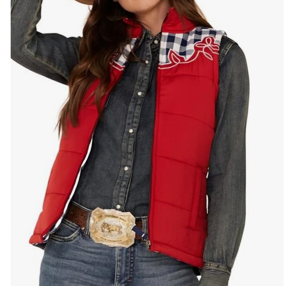 Red Women's Puffer Vest